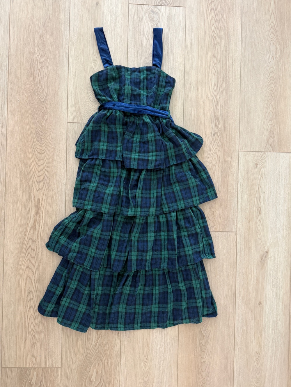entro Green Tartan Tiered Maxi Dress - Picture 2 of 5